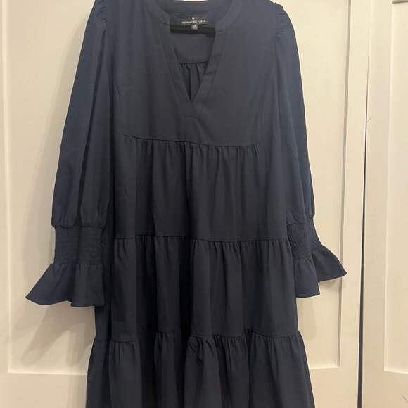 Tuckernuck Pomander Place Crepe Kenzo tiered long sleeved dress XXL - Navy - Picture 5 of 6